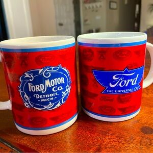Set of 2 Ford Motors Diner-Style Coffee Cups